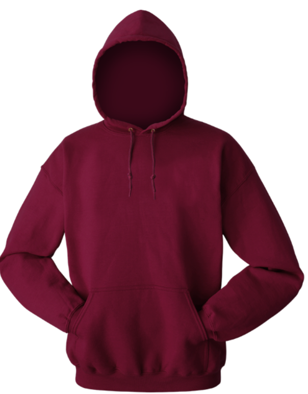 Maroon hoodie on a white background