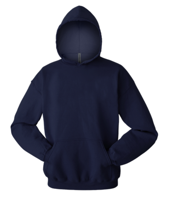Navy blue hoodie on a white background
