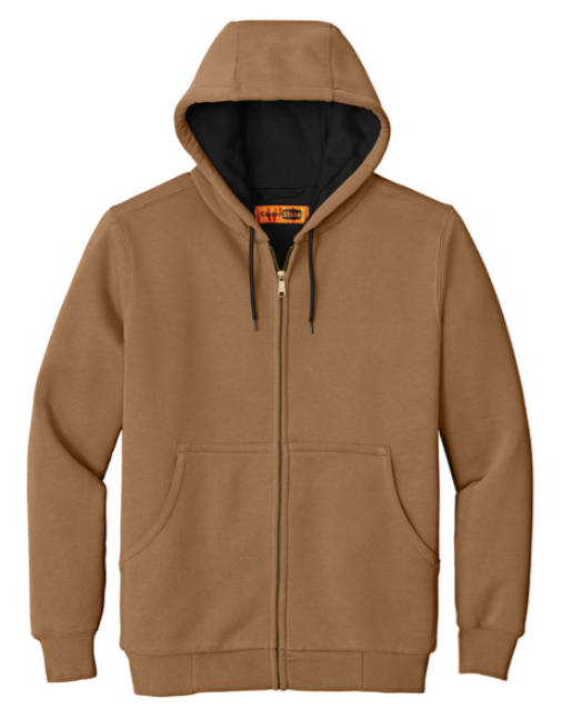 Brown hoodie with a black interior on a white background