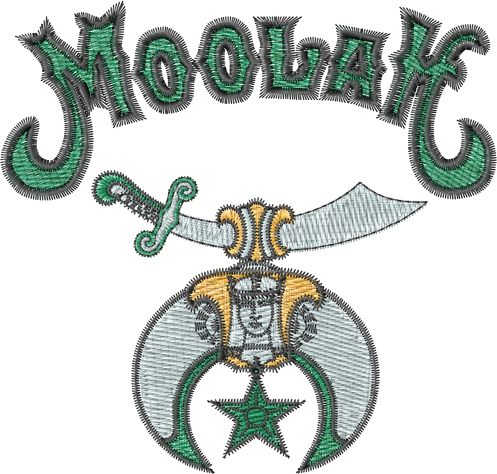 Embroidered patch with 'Moolah' text and decorative design on a white background