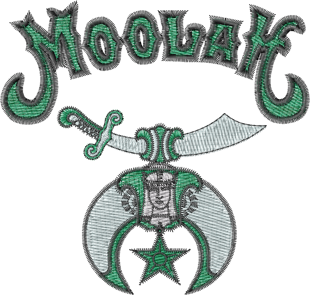 Embroidered patch with 'Moolah' text and decorative design on a white background