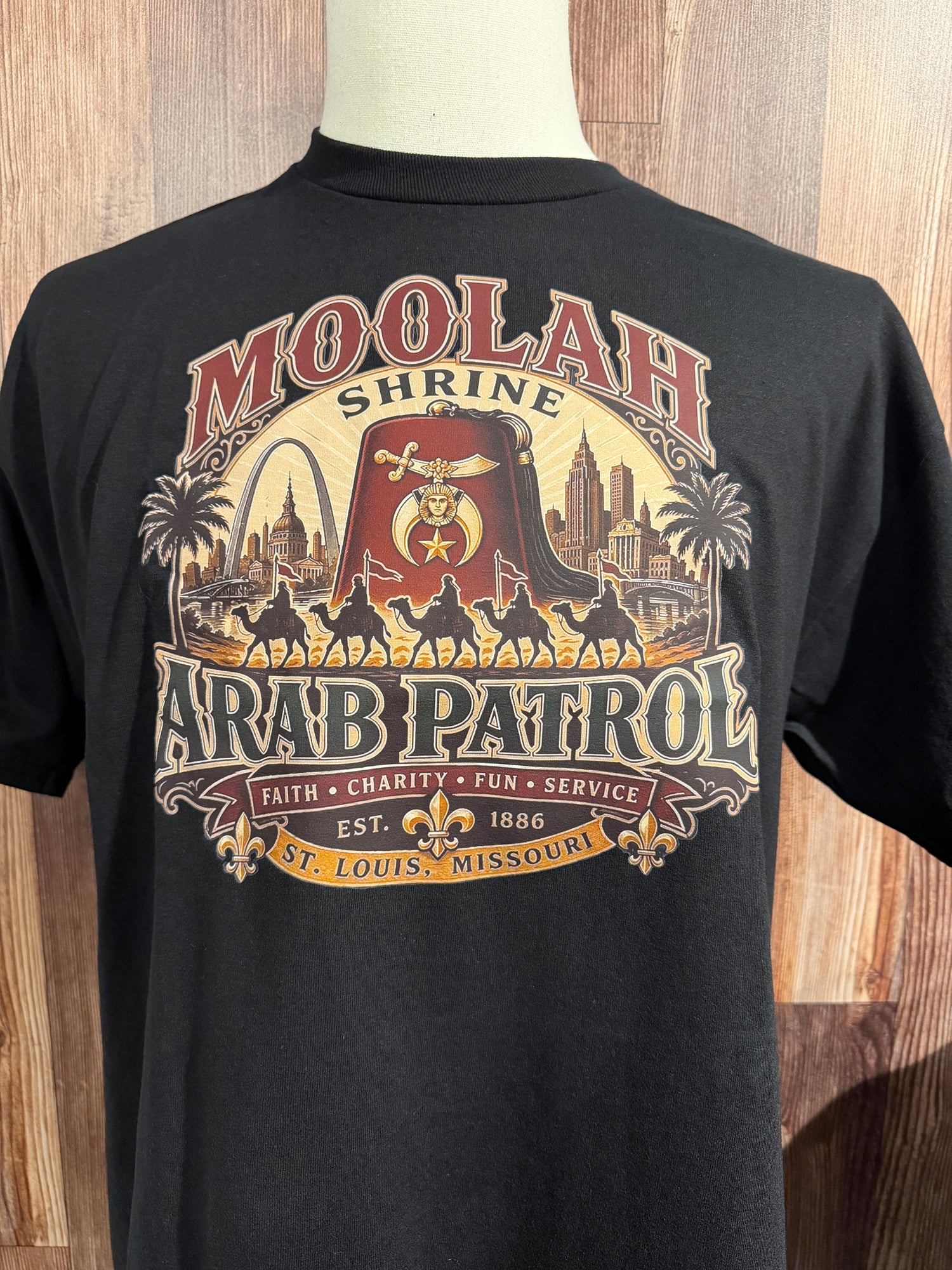 black shirt dtf arab patrol moolah shrine logo