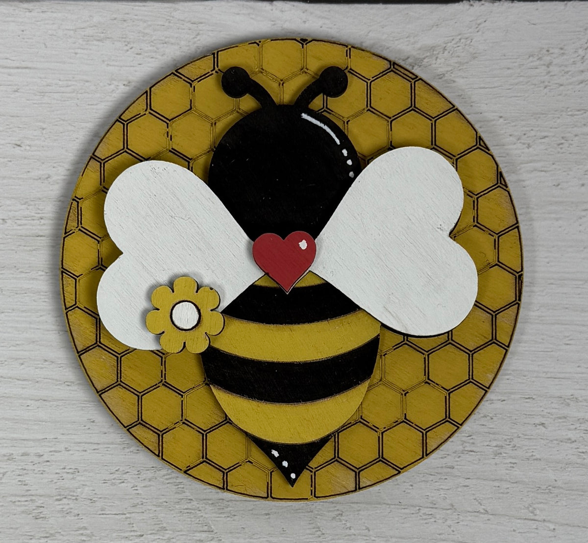a bee on a yellow plate