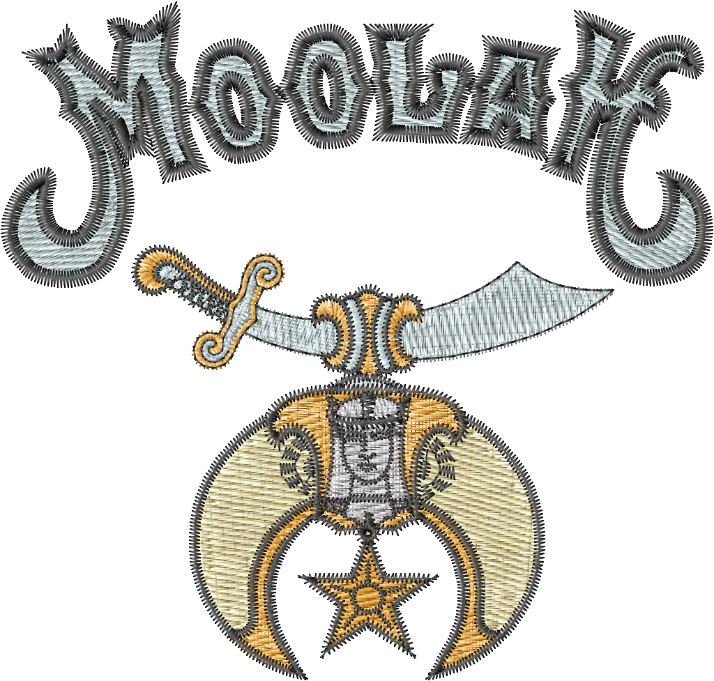 Embroidered design with the word 'Molotov' and a stylized dagger on a white background