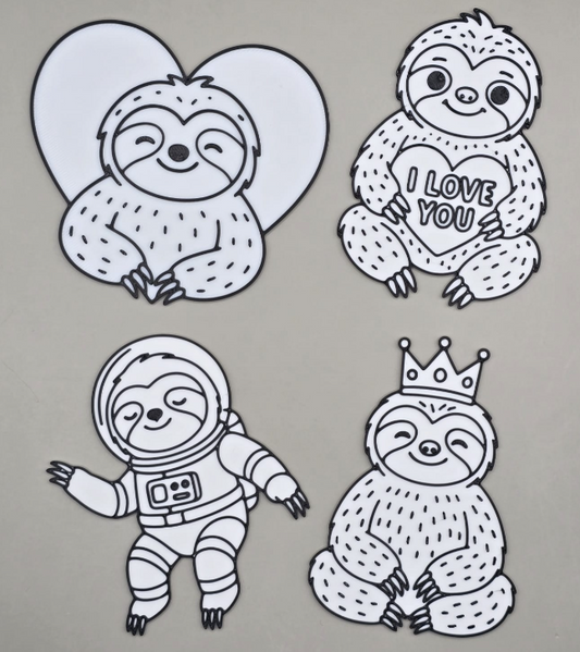 a group of sloths with drawings